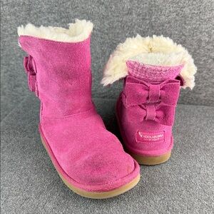 UGG Koolaburra Fuchsia Mini Bailey Bow Kids Boots Size 12
